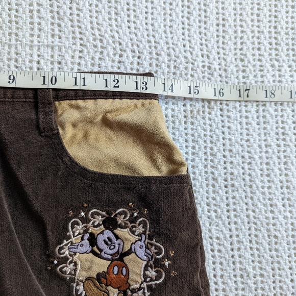 VTG Disney Mickey & Co Brown Velour High Waist Pants Embroidered Women's 4 - Picture 8 of 11